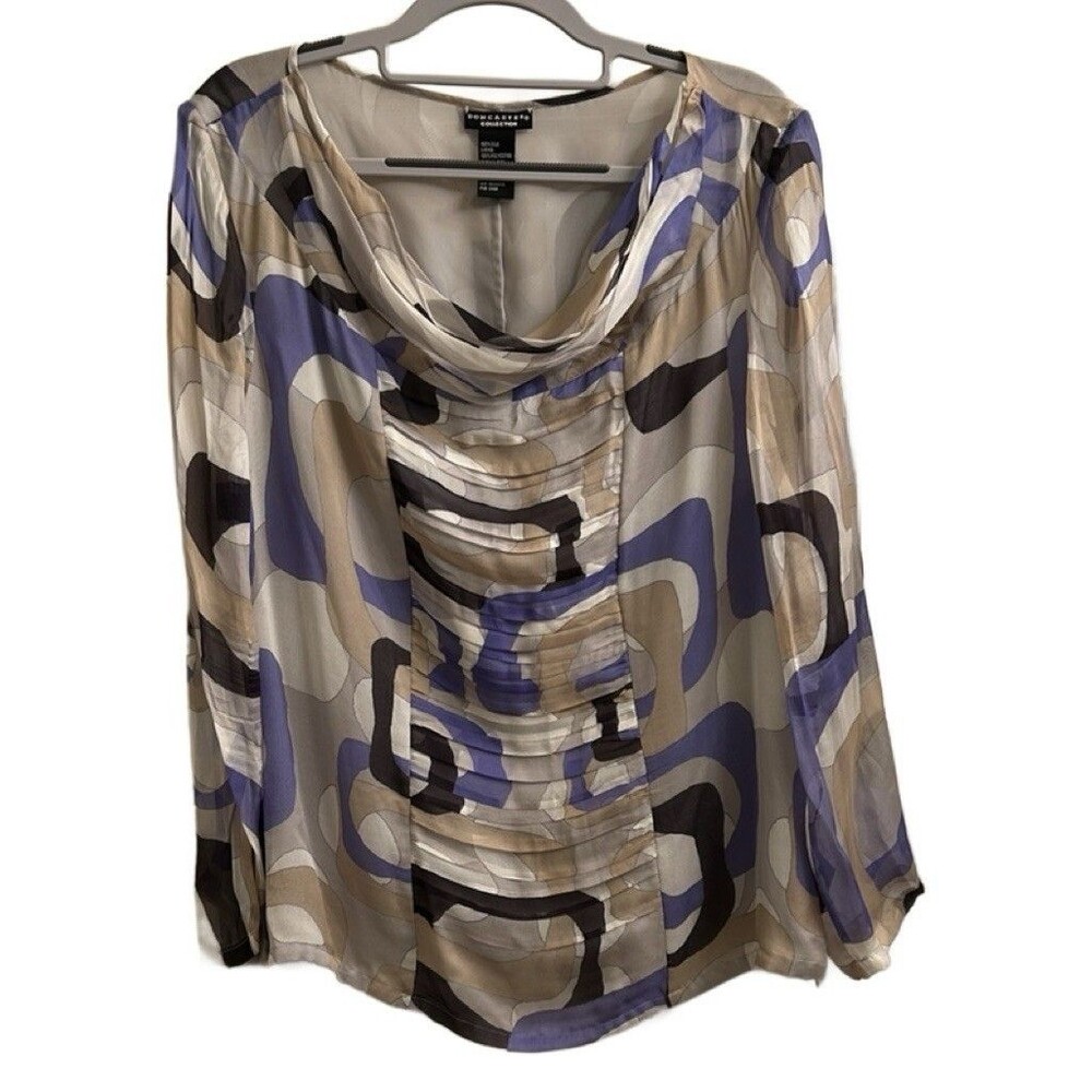 Doncaster Collection Top Women’s Silk Ruched Top Sz 16 60s Modern Design MCM